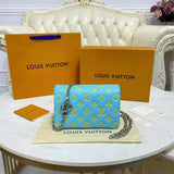 Louis Vuitton LV Women Pochette Coussin Green Monogram Embossed Lambskin Clutch