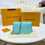 Louis Vuitton LV Women Pochette Coussin Green Monogram Embossed Lambskin Clutch