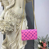 Louis Vuitton LV Women Pochette Coussin Pink Monogram Embossed Lambskin Clutch