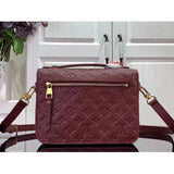 Louis Vuitton LV Women Pochette Métis Wine Red Monogram Empreinte Embossed Grained Cowhide Leather Clutch
