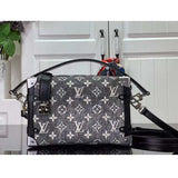 Louis Vuitton LV Women Side Trunk Handbag Gray Textile Jacquard