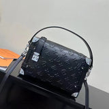 Louis Vuitton LV Women Side Trunk PM Handbag Petite Malle Black Calfskin