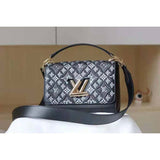 Louis Vuitton LV Women Since 1854 Twist MM Handbag Gray Embroidered Calfskin