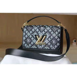 Louis Vuitton LV Women Since 1854 Twist MM Handbag Gray Embroidered Calfskin