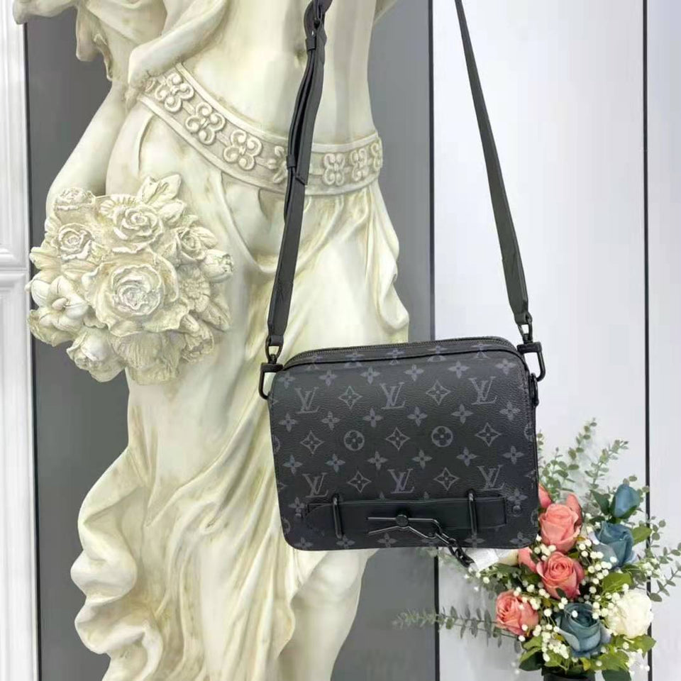 Louis Vuitton LV Women Steamer Messenger Monogram Eclipse Coated Canvas Handbag