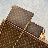 Louis Vuitton LV Women Toiletry Pouch On Chain Monogram Coated Canvas Cowhide Clutch