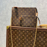 Louis Vuitton LV Women Toiletry Pouch On Chain Monogram Coated Canvas Cowhide Clutch