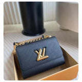Louis Vuitton LV Women Twist MM Black Epi Grained Cowhide Leather Handbag