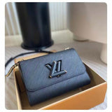 Louis Vuitton LV Women Twist MM Black Epi Grained Cowhide Leather Smooth-Cowhide Trim Handbag