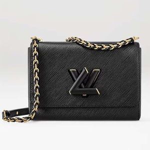 Louis Vuitton LV Women Twist MM Black Epi Grained Cowhide Leather Smooth-Cowhide Trim Handbag