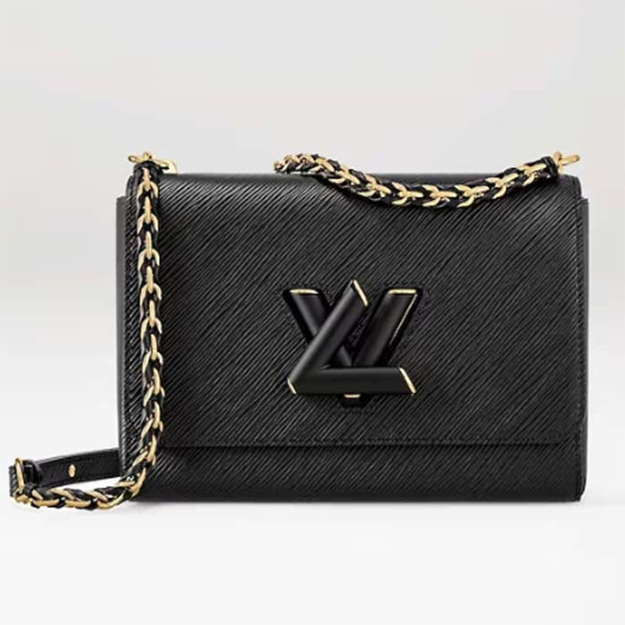 Louis Vuitton LV Women Twist MM Black Epi Grained Cowhide Leather Smooth-Cowhide Trim Handbag