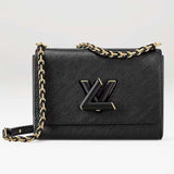 Louis Vuitton LV Women Twist MM Black Epi Grained Cowhide Leather Smooth-Cowhide Trim Handbag