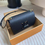 Louis Vuitton LV Women Twist MM Black Epi Grained Cowhide Leather Smooth-Cowhide Trim Handbag