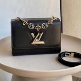 Louis Vuitton LV Women Twist MM Black Epi Grained Leather Cowhide Lock Handbag