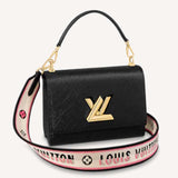 Louis Vuitton LV Women Twist MM Handbg Black Epi Grained Cowhide Leather Handbag