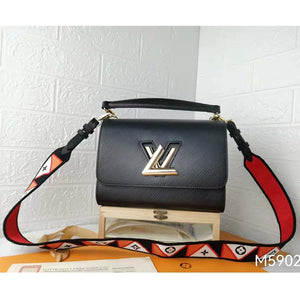 Louis Vuitton LV Women Twist MM Handbg Black Epi Grained Cowhide Leather Handbag