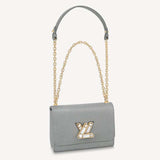 Louis Vuitton LV Women Twist MM Handback Gris Cloudy Epi Cowhide Leather Handbag