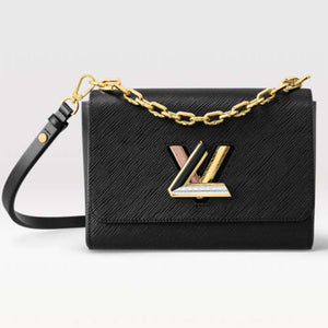 Louis Vuitton LV Women Twist MM Handbag Black Epi Grained Cowhide