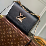 Louis Vuitton LV Women Twist MM Handbag Black Epi Grained Cowhide