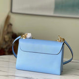 Louis Vuitton LV Women Twist MM Handbag Bleu Nuage Blue Epi Grained Leather