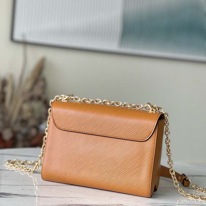 Louis Vuitton LV Women Twist MM Handbag Brown Epi Grained Cowhide Leather