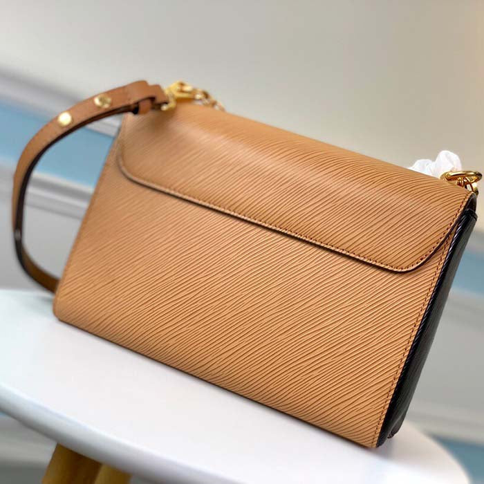 Louis Vuitton LV Women Twist MM Handbag Camel Light Brown Epi Leather