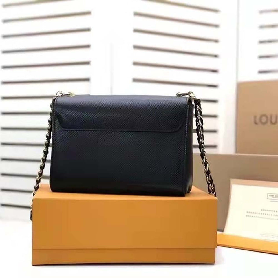 Louis Vuitton LV Women Twist MM Handbag in Grained Epi Calfskin-Black