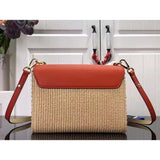 Louis Vuitton LV Women Twist MM Handbag Orange Raffia Smooth Cowhide Leather