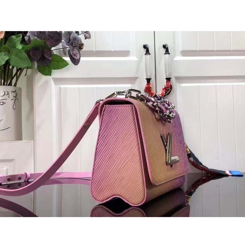 Louis Vuitton LV Women Twist MM Handbag Pink Epi Grained Cowhide Leather