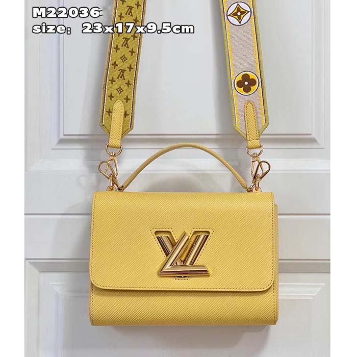 Louis Vuitton LV Women Twist MM Yellow Epi Grained Leather Handbag