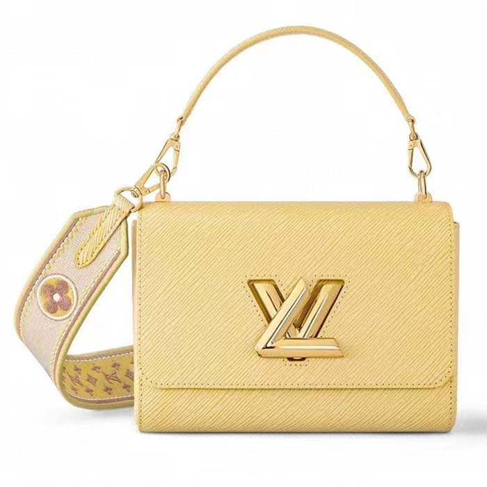 Louis Vuitton LV Women Twist MM Yellow Epi Grained Leather Handbag