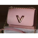 Louis Vuitton LV Women Twist PM Handback Rose Jasmin Epi Cowhide Leather Handbag