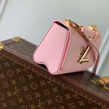 Louis Vuitton LV Women Twist PM Handbag Pink Grained Calfskin Leather