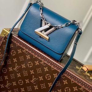 Louis Vuitton LV Women Twist PM Handbag Toledo Blue Epi Grained Cowhide