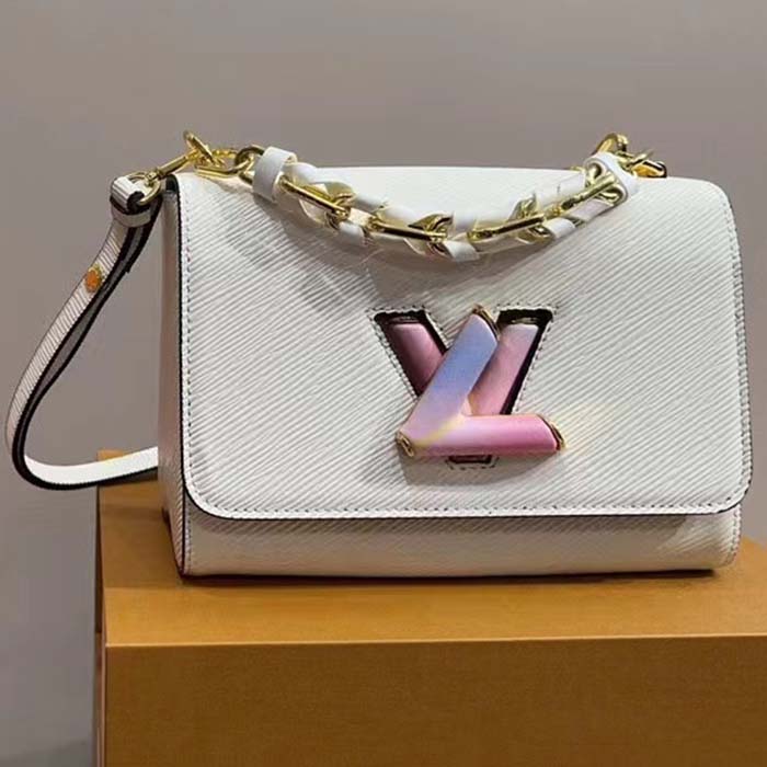 Louis Vuitton LV Women Twist PM Quartz White Epi Grained Cowhide Leather Handbag