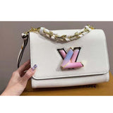 Louis Vuitton LV Women Twist PM Quartz White Epi Grained Cowhide Leather Handbag