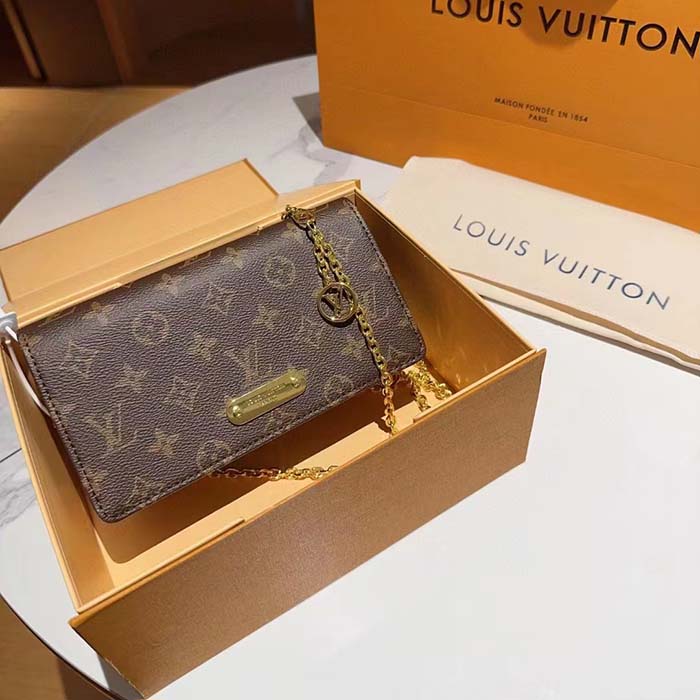 Louis Vuitton LV Women Wallet On Chain Lily Monogram Coated Canvas Flap Closure Crossbody