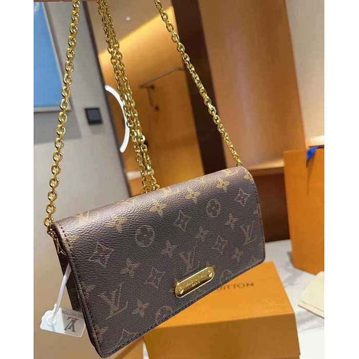 Louis Vuitton LV Women Wallet On Chain Lily Monogram Coated Canvas Flap Closure Crossbody