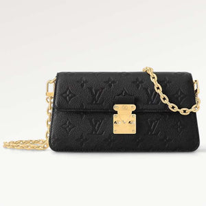Louis Vuitton LV Women Wallet On Chain Métis Black Monogram Empreinte Embossed Supple Grained Cowhide Leather Crossbody