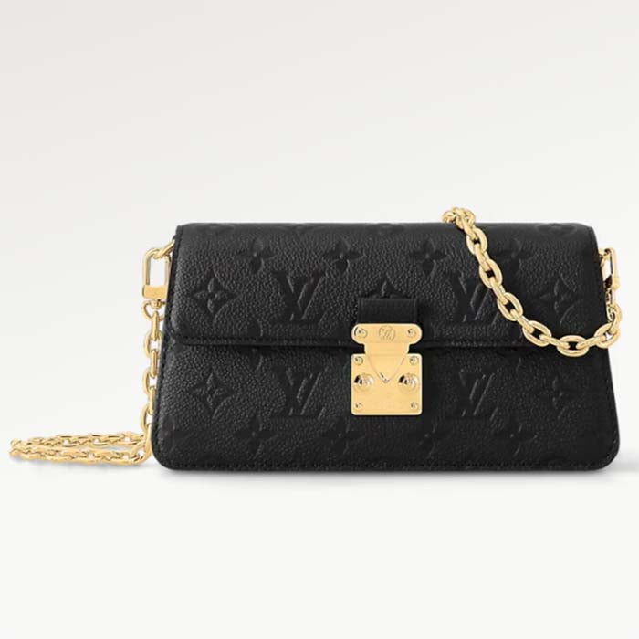 Louis Vuitton LV Women Wallet On Chain Métis Black Monogram Empreinte Embossed Supple Grained Cowhide Leather Crossbody
