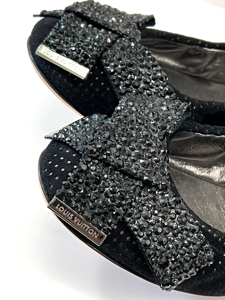 Louis Vuitton METALLIC LEATHER & SEQUINS BALLET FLATS