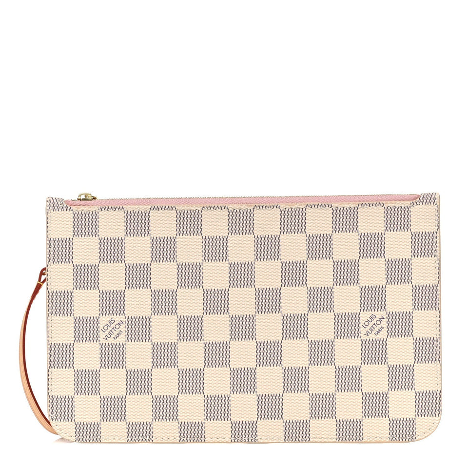 Louis Vuitton DAMIER AZUR NEVERFULL POCHETTE ROSE BALLERINE