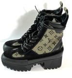 Louis Vuitton SUEDE MONOGRAM LAURETTE PLATFORM DESERT BOOTS