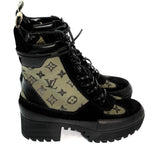 Louis Vuitton SUEDE MONOGRAM LAURETTE PLATFORM DESERT BOOTS