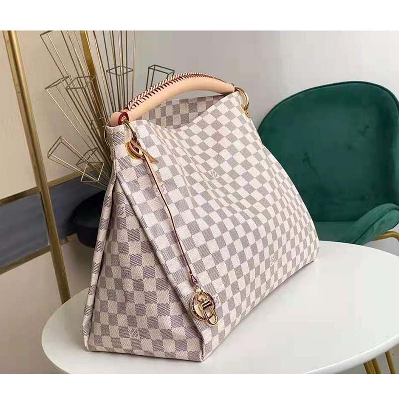 Louis Vuitton Unisex Artsy MM Damier Azur Coated Canvas Natural Cowhide Leather Handbag
