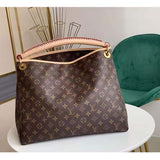 Louis Vuitton Unisex Artsy MM Monogram Coated Canvas Natural Cowhide Leather Handbag