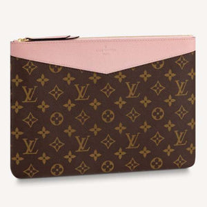 Louis Vuitton Unisex Daily Pouch Brown Monogram Coated Canvas and Cowhide Leather Clutch