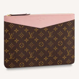 Louis Vuitton Unisex Daily Pouch Brown Monogram Coated Canvas and Cowhide Leather Clutch