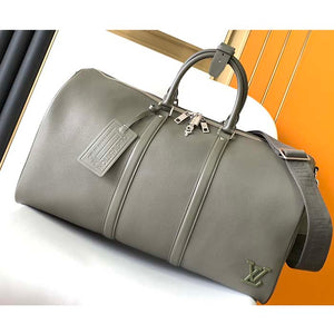 Louis Vuitton Unisex Keepall Bandoulière 50 Travel Bag Khaki LV Aerogram Cowhide Leather