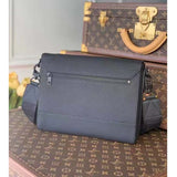Louis Vuitton Unisex LV Aerogram Takeoff Messenger Black Grained Calf Leather Handbag